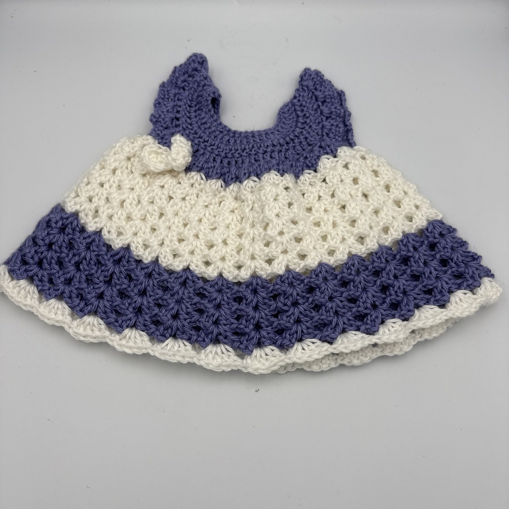 Hand‎ Crocheted Baby Dress Or Doll Clothes Purple Easter Church